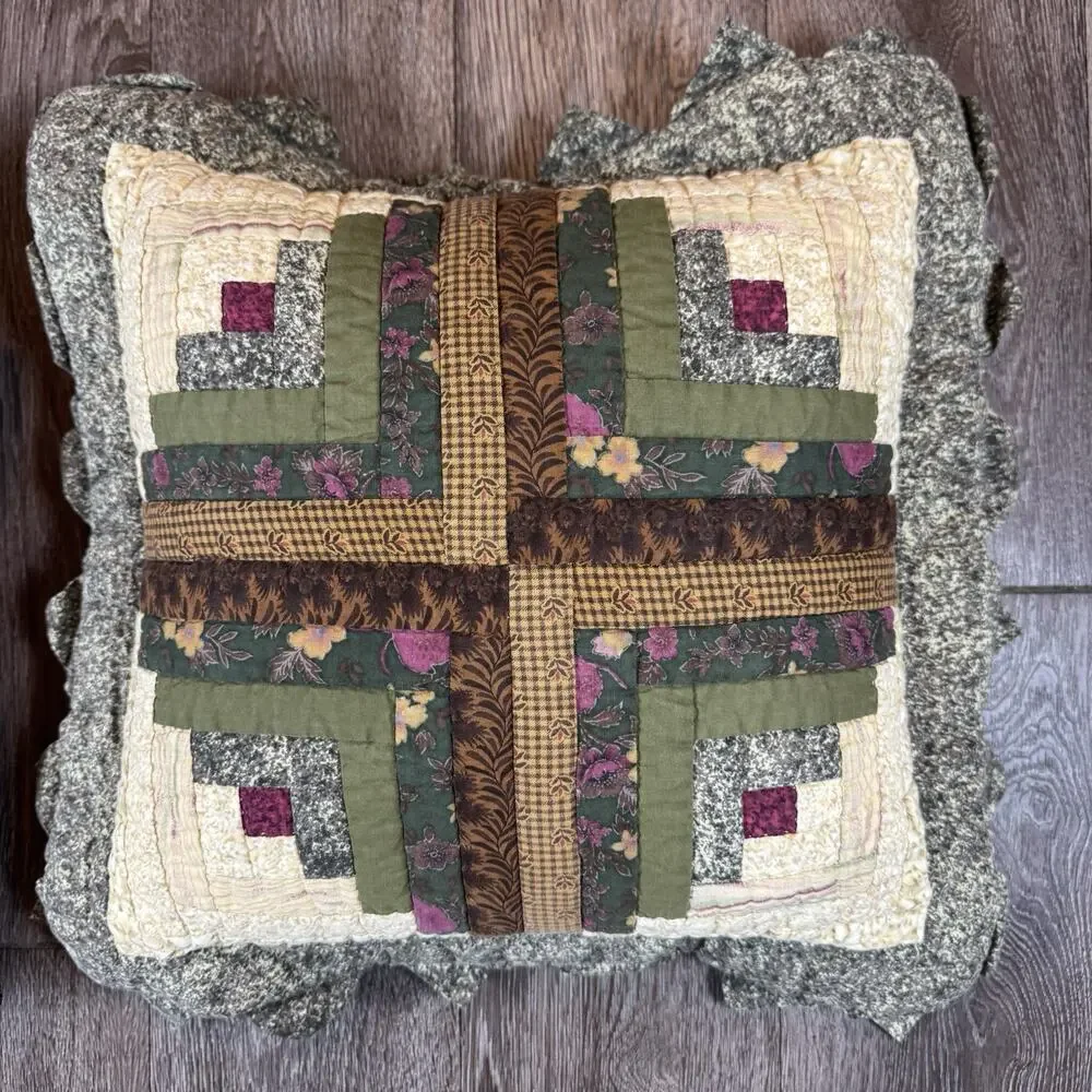 2x Donna Sharp 2002 Quilted Square Pillows 16